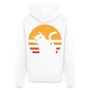 Katze Sonnenuntergang - Unisex Premium Bio Zip Hoodie - Weiß - Hinten - Thijin (182cm)