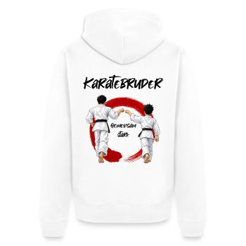 Karate  Bruder mit Bruder - Unisex Premium Bio Zip Hoodie - Weiß - Hinten - Thijin (182cm)