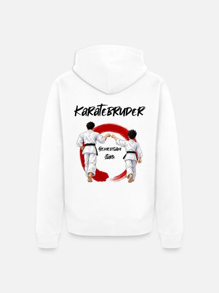 Karate Bruder mit Bruder - Unisex Premium Bio Zip Hoodie - Weiß