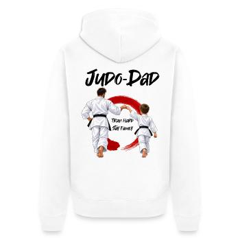 Judo Dad mit Sohn - Unisex Premium Bio Zip Hoodie - Weiß - Hinten - Thijin (182cm)