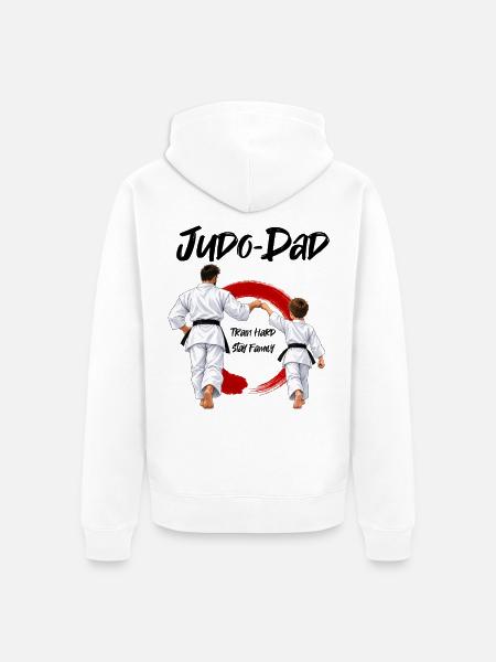 Judo Dad mit Sohn - Unisex Premium Bio Zip Hoodie - Weiß