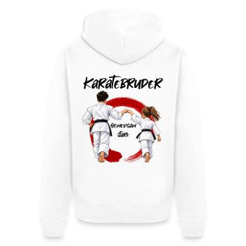Karate Bruder mit Schwester gemeinsam stark - Unisex Premium Bio Zip Hoodie - Weiß - Hinten - Thijin (182cm)