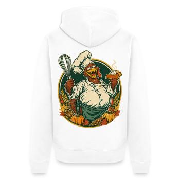Thanksgiving-Truthahn mit Kürbiskuchen-Eskapade - Unisex Premium Bio Zip Hoodie - Weiß - Hinten - Thijin (182cm)