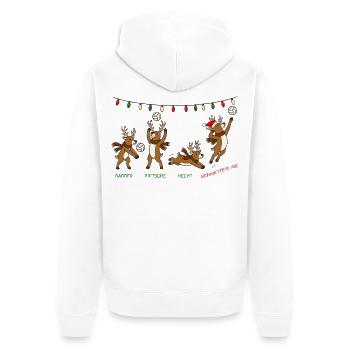 Volleyball Weihnachten Rentiere Lustiges Geschenk - Unisex Premium Bio Zip Hoodie - Weiß - Hinten - Thijin (182cm)