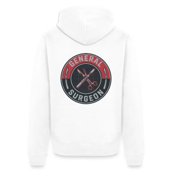 Vintage-Abzeichen der gekreuzten Skalpelle des Allgemeinchirurgen - Unisex Premium Bio Zip Hoodie - Weiß - Hinten - Thijin (182cm)