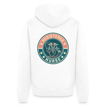 Stethoskop für Vintage Registered Nurse Caduceus Top - Unisex Premium Bio Zip Hoodie - Weiß - Hinten - Thijin (182cm)