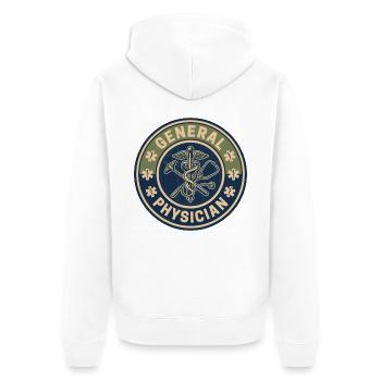 Vintage-Abzeichen des Allgemeinarztes mit dem Stab von Asclepius - Unisex Premium Bio Zip Hoodie - Weiß - Hinten - Thijin (182cm)