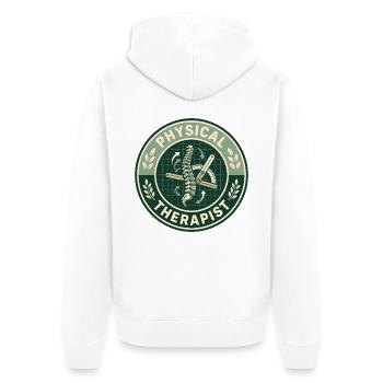 Vintage Physiotherapeut Wirbelsäulen-Goniometer-Abzeichen - Unisex Premium Bio Zip Hoodie - Weiß - Hinten - Thijin (182cm)