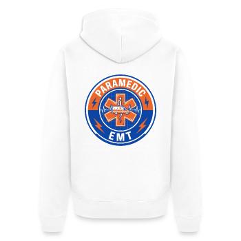 Vintage Paramedic EMT Star Of Life Ambulanzdeckel - Unisex Premium Bio Zip Hoodie - Weiß - Hinten - Thijin (182cm)