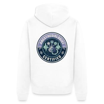 Vintage Anästhesisten-Atemkreislauf-Abzeichen - Unisex Premium Bio Zip Hoodie - Weiß - Hinten - Thijin (182cm)