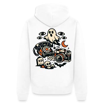 Geisterretrokamera Collage - Unisex Premium Bio Zip Hoodie - Weiß - Hinten - Thijin (182cm)