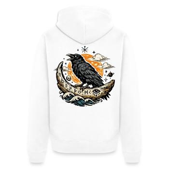 Rabenmond und Flammender Mond - Unisex Premium Bio Zip Hoodie - Weiß - Hinten - Thijin (182cm)