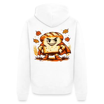 Brot-Superheld im Herbst - Unisex Premium Bio Zip Hoodie - Weiß - Hinten - Thijin (182cm)