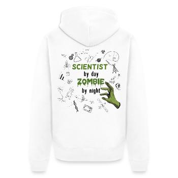 Scientist by day Zombie by night - Wissenschaftler - Unisex Premium Bio Zip Hoodie - Weiß - Hinten - Thijin (182cm)