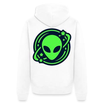 Alien Kopf Weltraum Logo - Unisex Premium Bio Zip Hoodie - Weiß - Hinten - Thijin (182cm)