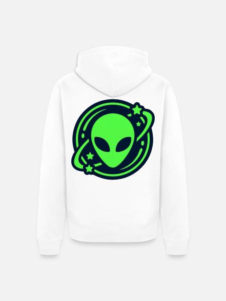 Alien Kopf Weltraum Logo - Unisex Premium Bio Zip Hoodie - Weiß