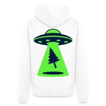 Ufo Entfuehrung Wald Logo - Unisex Premium Bio Zip Hoodie - Weiß - Hinten - Thijin (182cm)