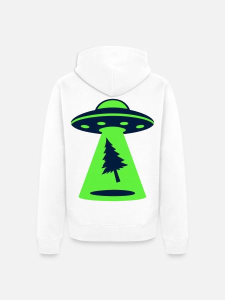 Ufo Entfuehrung Wald Logo - Unisex Premium Bio Zip Hoodie - Weiß