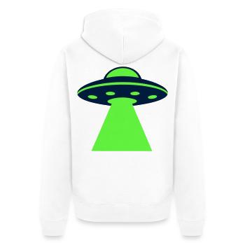 Ufo Alien Raumschiff Grafik - Unisex Premium Bio Zip Hoodie - Weiß - Hinten - Thijin (182cm)