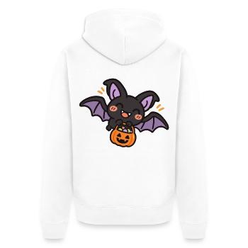 Süße Fledermaus mit Süßigkeiten - Unisex Premium Bio Zip Hoodie - Weiß - Hinten - Thijin (182cm)