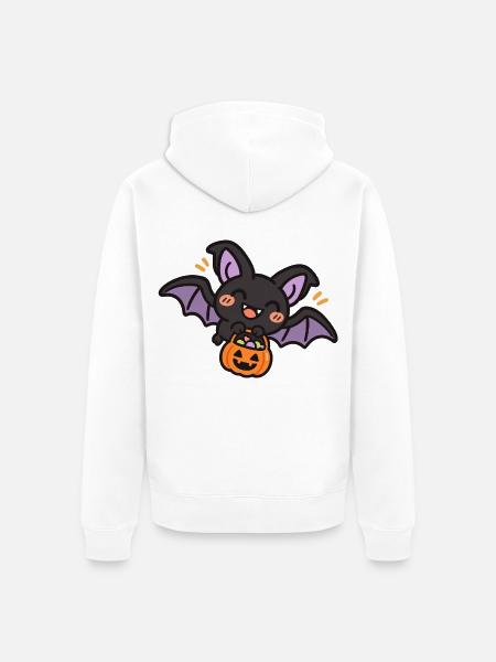 Süße Fledermaus mit Süßigkeiten - Unisex Premium Bio Zip Hoodie - Weiß