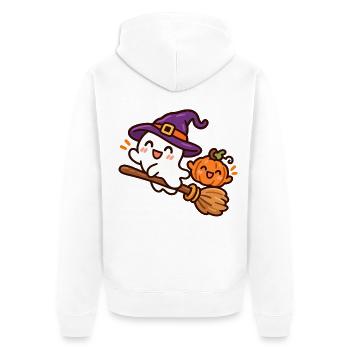 Süßer Hexengeist auf Besen – Halloween - Unisex Premium Bio Zip Hoodie - Weiß - Hinten - Thijin (182cm)