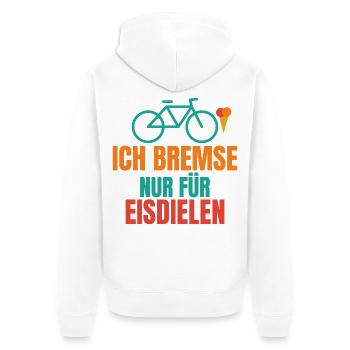 Ich bremse nur für Eisdielen – Fahrrad Spruch - Unisex Premium Bio Zip Hoodie - Weiß - Hinten - Thijin (182cm)