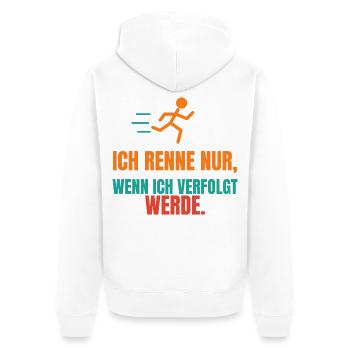 Ich renne nur, wenn ich verfolgt werde - Unisex Premium Bio Zip Hoodie - Weiß - Hinten - Thijin (182cm)