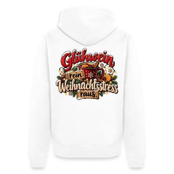 Weihnachten Glühwein rein Weihnachtsstress raus  - Unisex Premium Bio Zip Hoodie - Weiß - Hinten - Thijin (182cm)