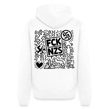 FCK NZS - Unisex Premium Bio Zip Hoodie - Weiß - Hinten - Thijin (182cm)