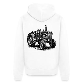 Traktor / Traktor / Traktor - Unisex Premium Bio Zip Hoodie - Weiß - Hinten - Thijin (182cm)