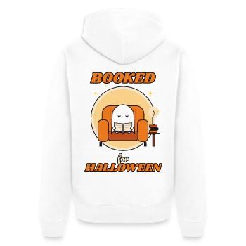 Gebucht für Halloween Reading Ghost - Unisex Premium Bio Zip Hoodie - Weiß - Hinten - Thijin (182cm)