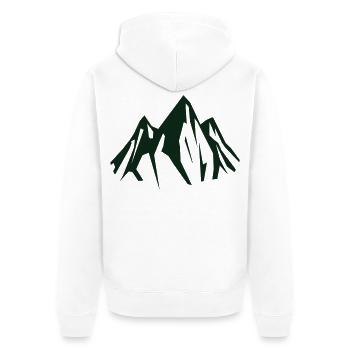 Dunkle Bergsilhouette in Grün - Unisex Premium Bio Zip Hoodie - Weiß - Hinten - Thijin (182cm)