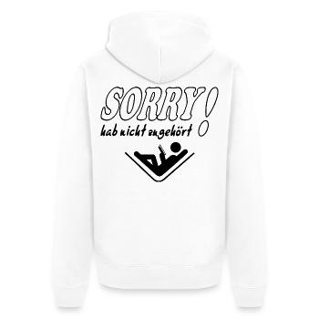 Sorry Hab nicht zugehört Frau Sprüche Frech Lustig - Unisex Premium Bio Zip Hoodie - Weiß - Hinten - Thijin (182cm)