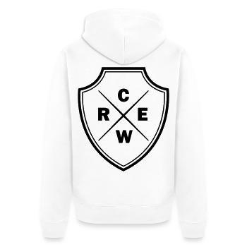 Crew Logo - Unisex Premium Bio Zip Hoodie - Weiß - Hinten - Thijin (182cm)