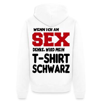 An Sex denken Erotik Sprüche Fun Lustig - Unisex Premium Bio Zip Hoodie - Weiß - Hinten - Thijin (182cm)