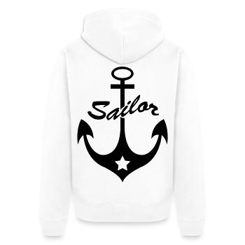 anker_wappen2 - Unisex Premium Bio Zip Hoodie - Weiß - Hinten - Thijin (182cm)