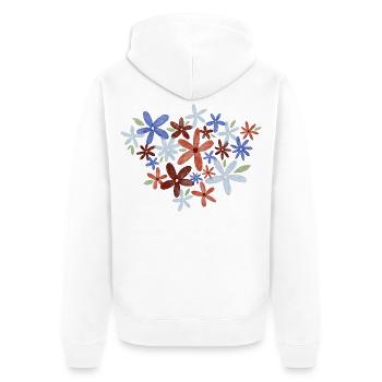 Aquarell Blumen - Unisex Premium Bio Zip Hoodie - Weiß - Hinten - Thijin (182cm)