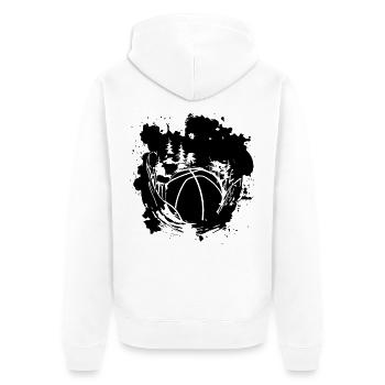 Basketball - Unisex Premium Bio Zip Hoodie - Weiß - Hinten - Thijin (182cm)