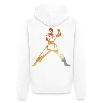 Karate Vintage Look - Unisex Premium Bio Zip Hoodie - Weiß - Hinten - Thijin (182cm)