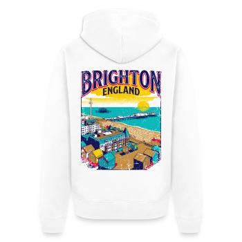 City Retro Brighton England Seaside Coastal - Unisex Premium Bio Zip Hoodie - Weiß - Hinten - Thijin (182cm)