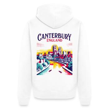 City Vintage Canterbury England Cathedral Skyline - Unisex Premium Bio Zip Hoodie - Weiß - Hinten - Thijin (182cm)
