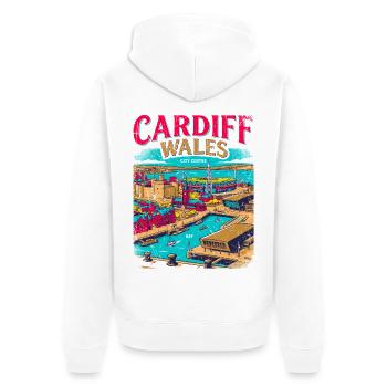 Cardiff Wales City Centre Bay Travel - Unisex Premium Bio Zip Hoodie - Weiß - Hinten - Thijin (182cm)