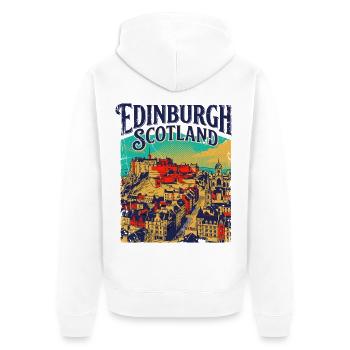 City Vintage Edinburgh Scotland Skyline - Unisex Premium Bio Zip Hoodie - Weiß - Hinten - Thijin (182cm)