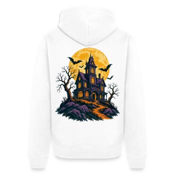 Das Spukhaus auf dem Hügel - Unisex Premium Bio Zip Hoodie - Weiß - Hinten - Thijin (182cm)
