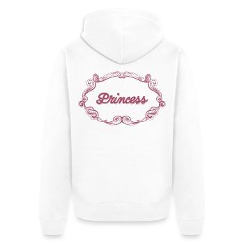 Rosa Prinzessin Schnörkelrahmen - Unisex Premium Bio Zip Hoodie - Weiß - Hinten - Thijin (182cm)