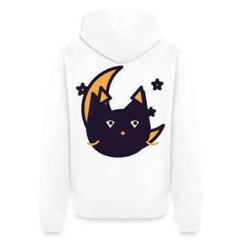Mondkatze im Traumlicht - Unisex Premium Bio Zip Hoodie - Weiß - Hinten - Thijin (182cm)