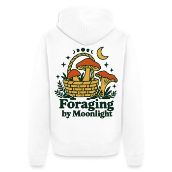Nahrungssuche im Mondlicht – Goblincore-Pilze - Unisex Premium Bio Zip Hoodie - Weiß - Hinten - Thijin (182cm)