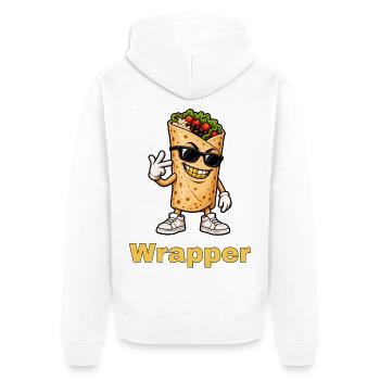 Wrapper – Burrito mit goldenen Grillz - Unisex Premium Bio Zip Hoodie - Weiß - Hinten - Thijin (182cm)
