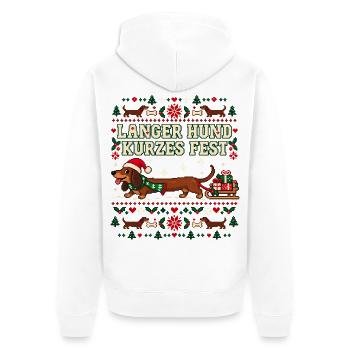 Weihnachtsdackel - Langer Hund kurzes Fest - Unisex Premium Bio Zip Hoodie - Weiß - Hinten - Thijin (182cm)